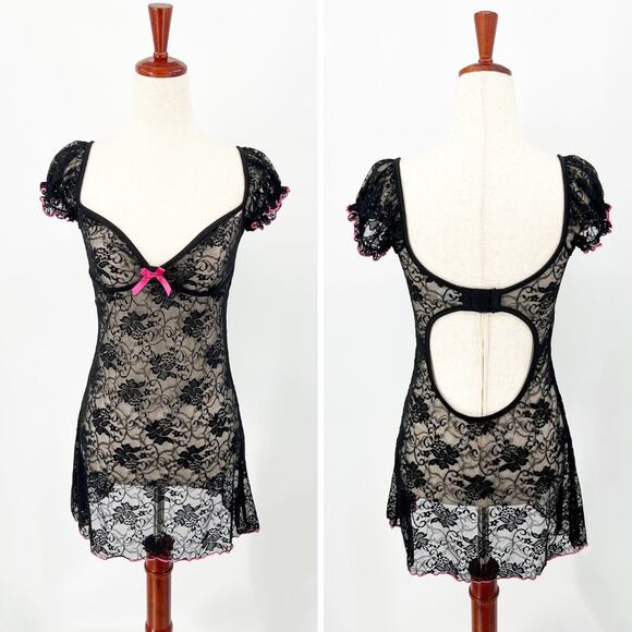 Coquette Kissable Stretch Floral Lace Dress Black Size Small / Medium - Picture 1 of 8